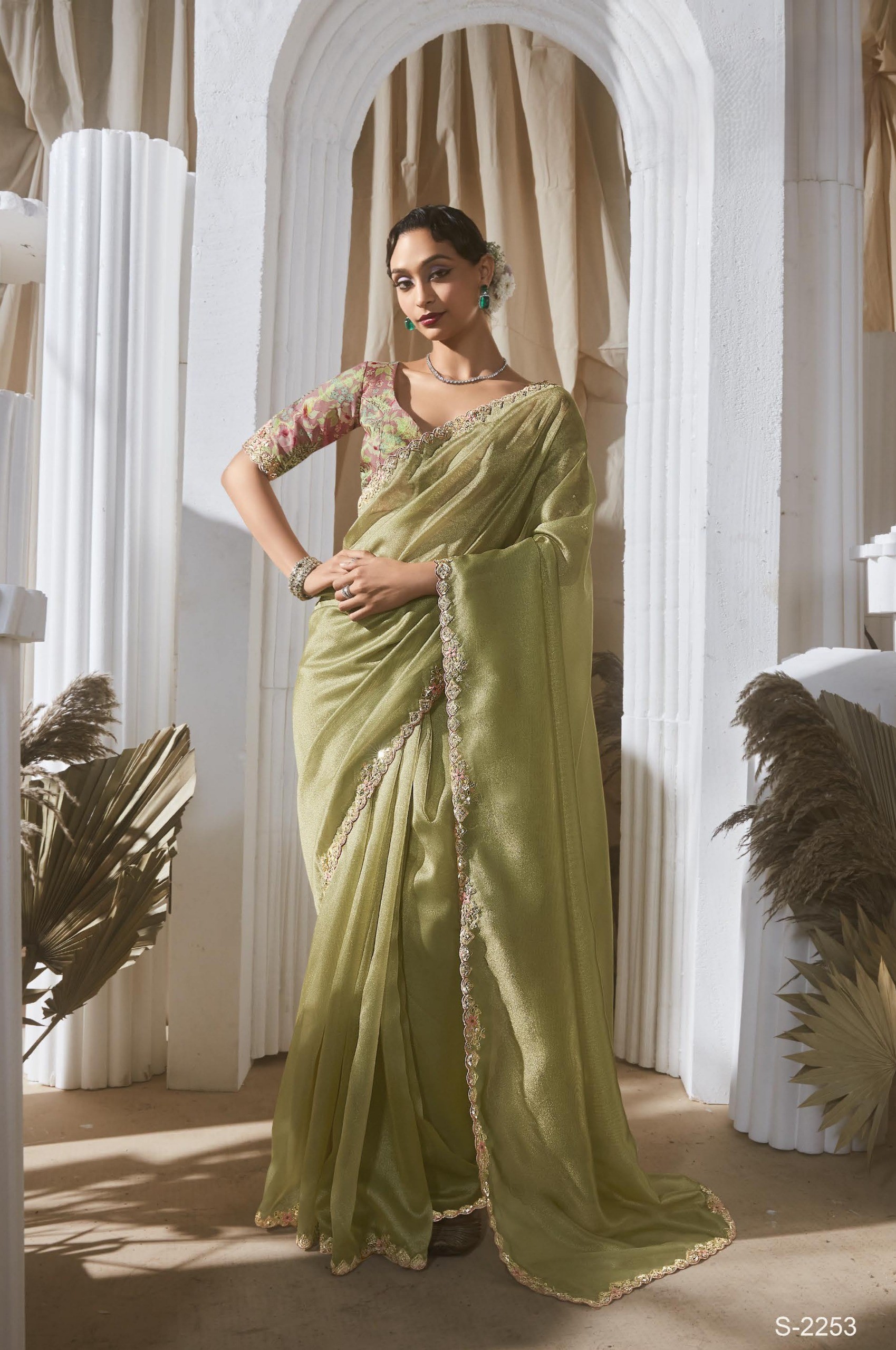 Pure Fancy Tissue based Fabric with Designer Saree